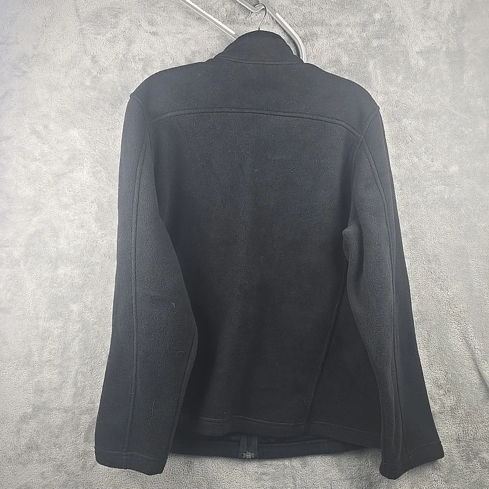 NWT Eddie Bauer Full Zip Fleece Jacket Mens Large Black EB200 Company Logo Soft‎